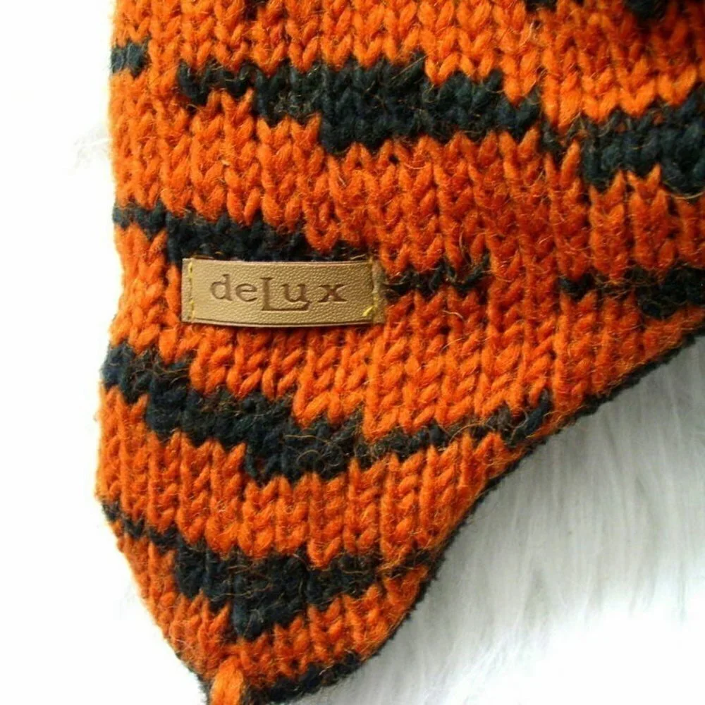 deLux Kids Tiger Winter Hat Wool Handknit in Nepal